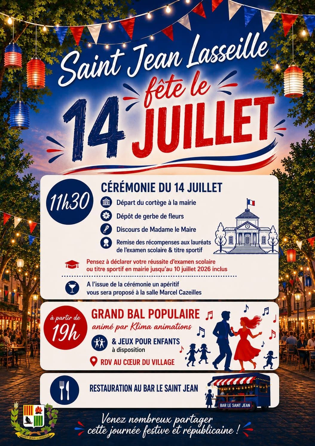 Saint jean lasseille fête le 14 juillet