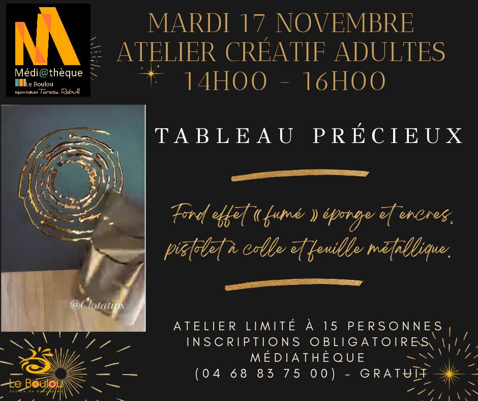 Atelier créatif gratuit – Tableau précieux
