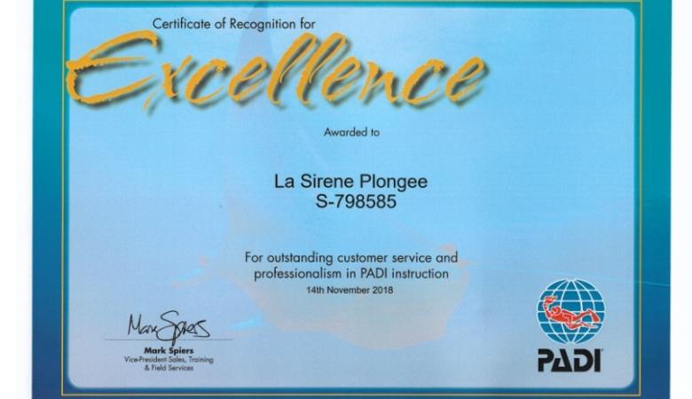 award excellence Sirene plongee