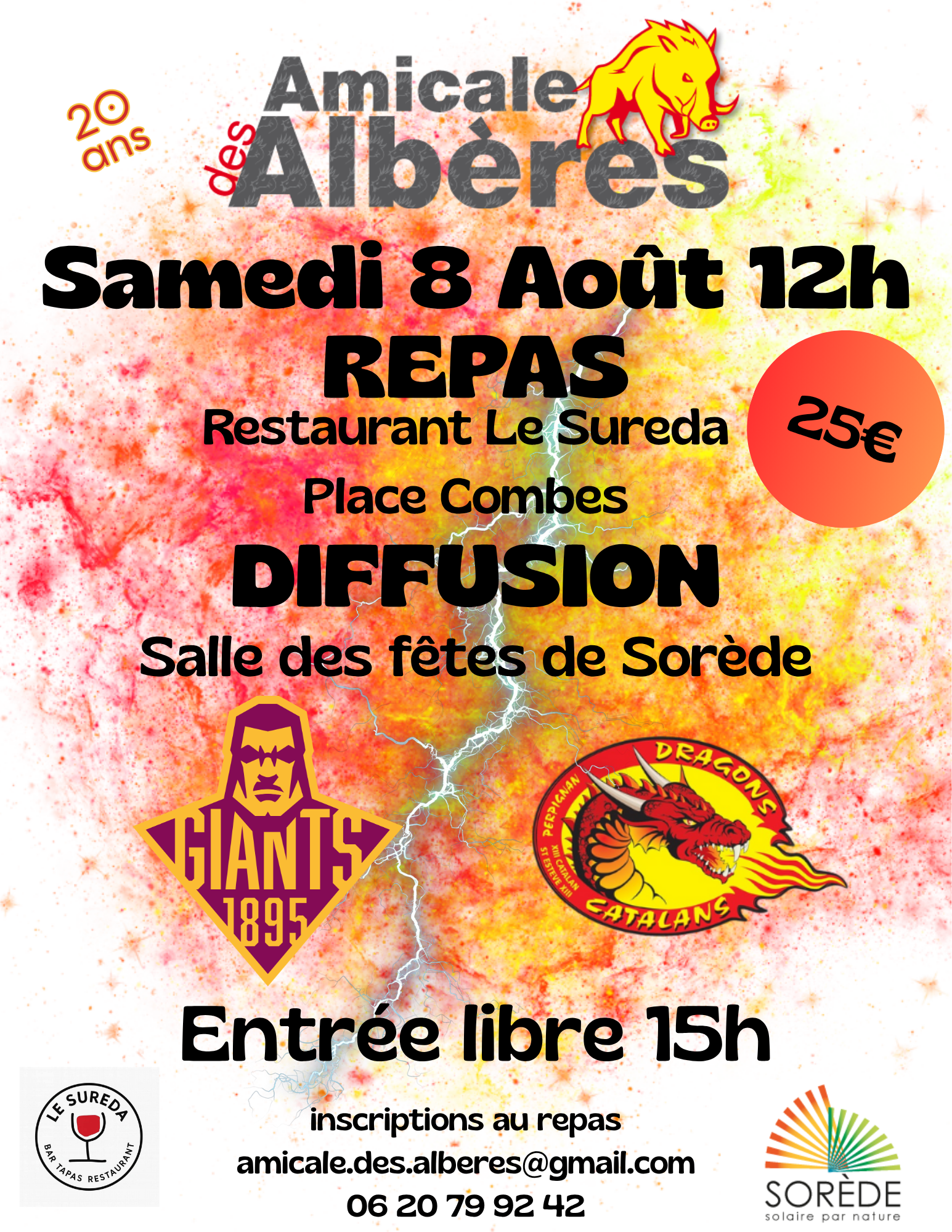 Repas diffusion match dragons catalans