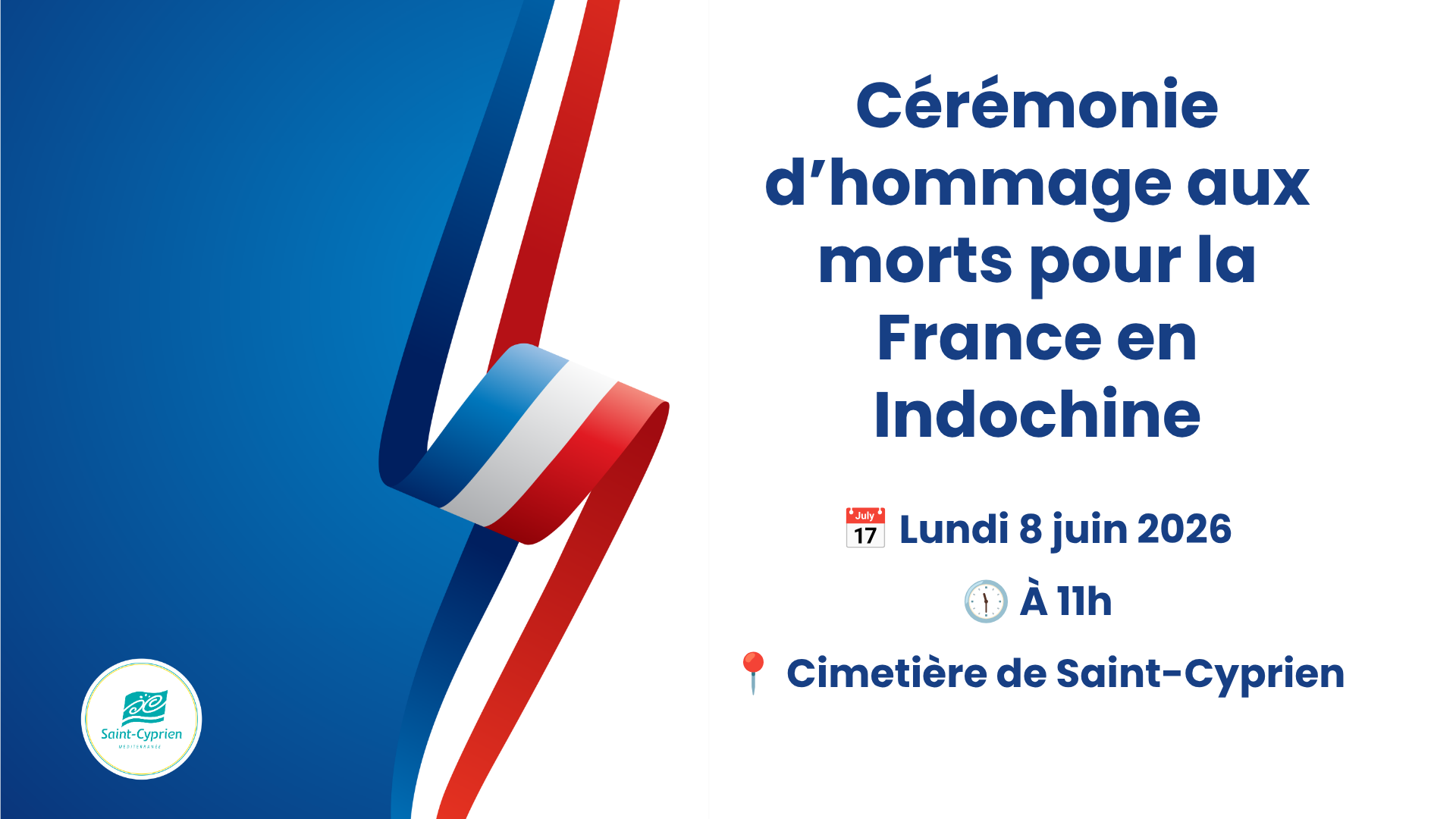 CÉRÉMONIE D’HOMMAGE AUX MORTS POUR LA FRANCE EN INDOCHINE