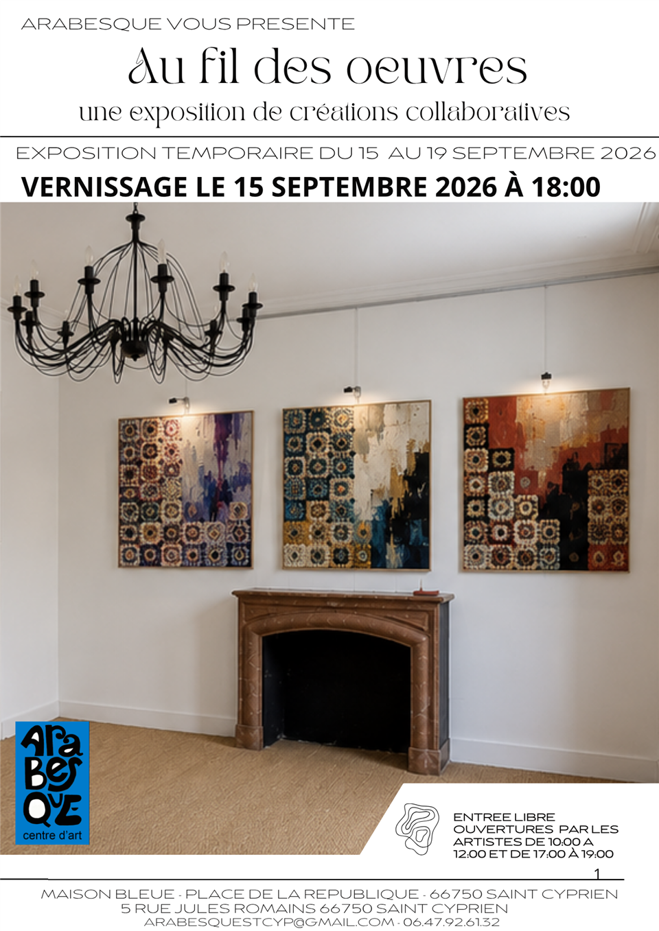 Exposition "au fil des oeuvres" - une exposition de creations collaboratives - chez arabesque