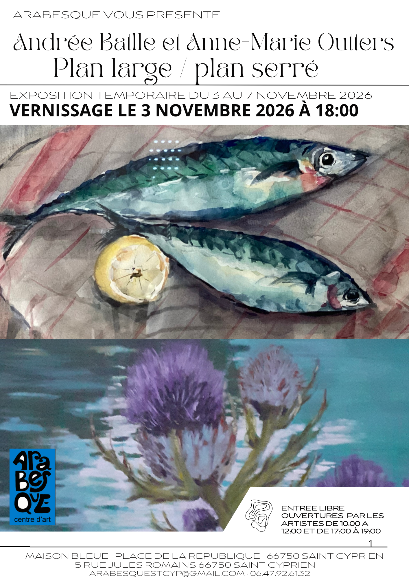 EXPOSITION « PLAN LARGE/PLAN SERRE » D&rsquo;ANDREE BATLLE ET ANNE-MARIE OUTTERS