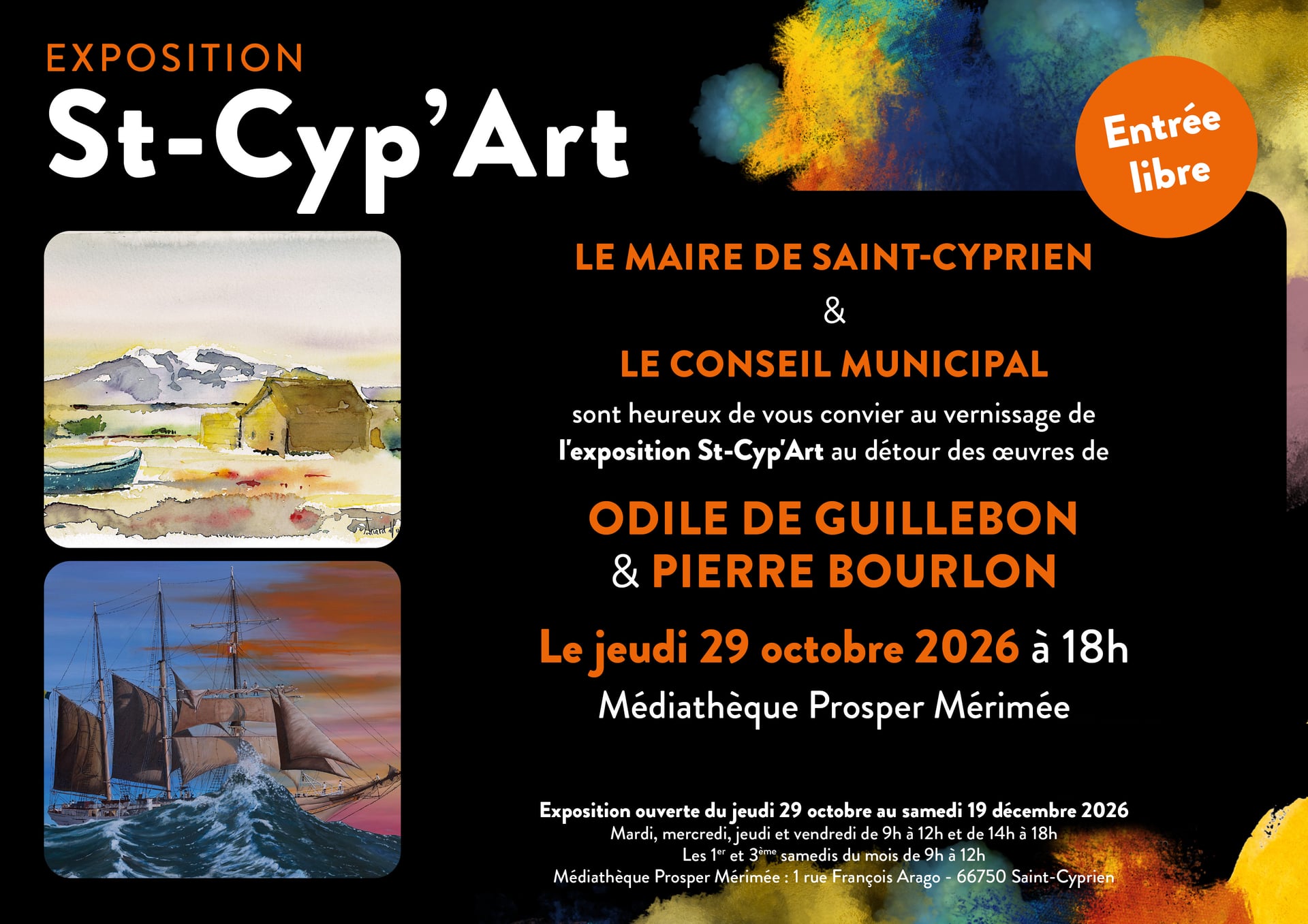 VERNISSAGE ST-CYP&rsquo;ART ODILE DE GUILLEBON & PIERRE BOURLON