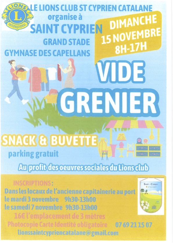 Vide grenier du Lions Club Saint-Cyprien catalane