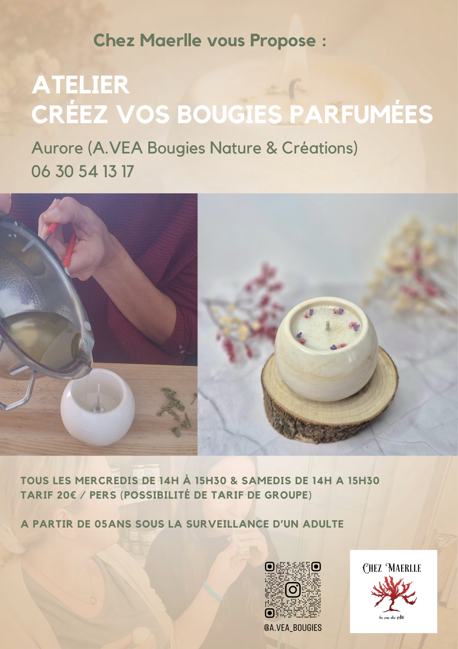 flyer atelier bougie association Chez Maerlle