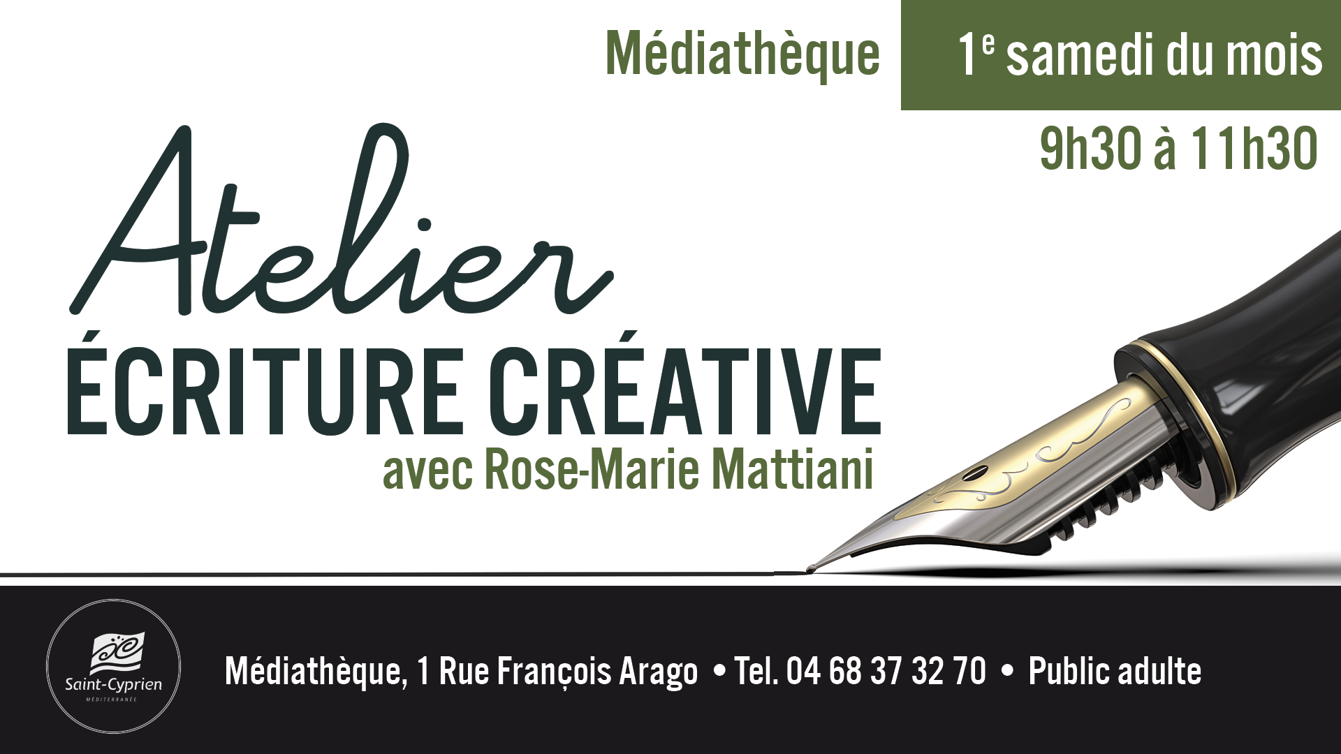 ATELIER D&rsquo;ECRITURE CREATIVE ET LITTERAIRE ANIME PAR ROSE-MARIE