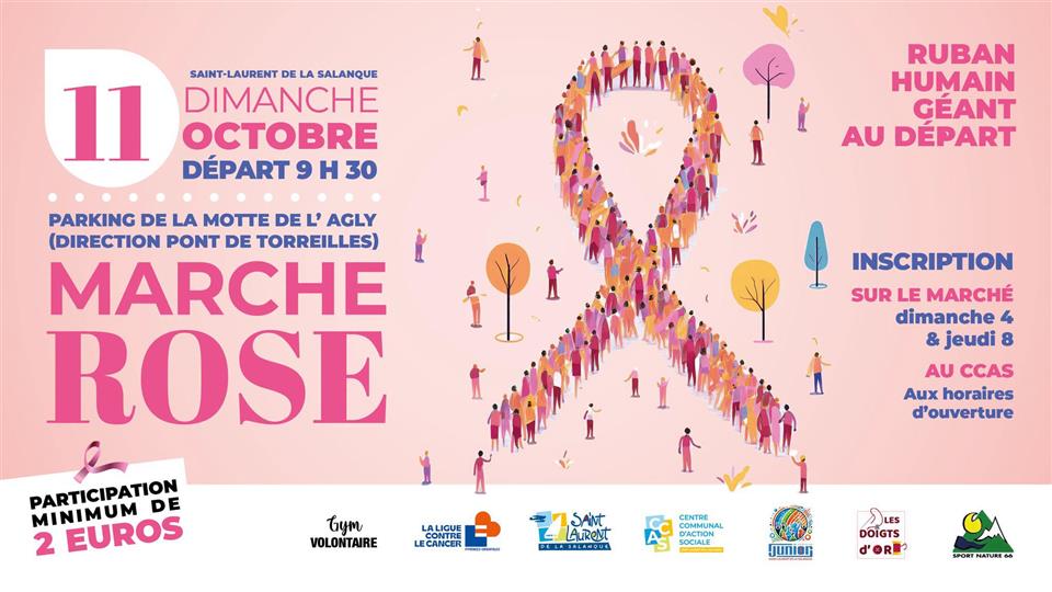 Marche rose, ruban humain géant au départ