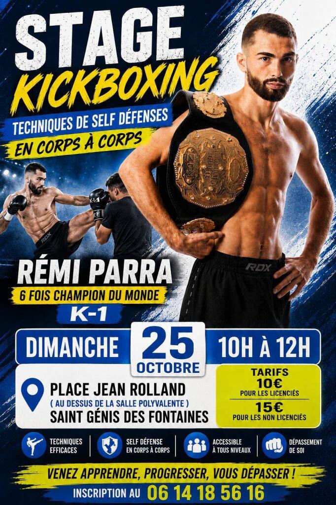 Stage kickboxing avec remi parra champion du monde