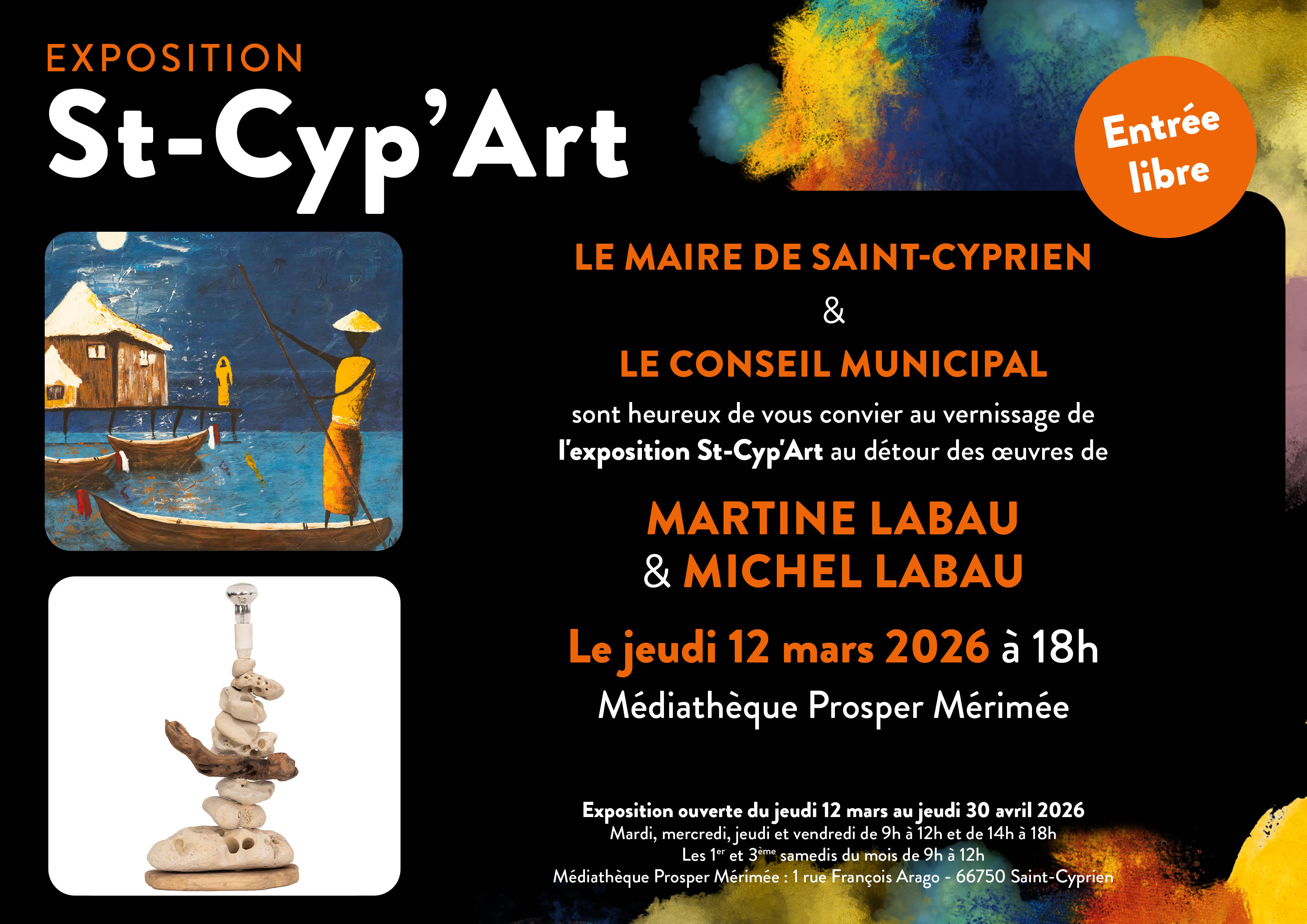 VERNISSAGE DE L&rsquo;EXPOSITION ST-CYP&rsquo;ART MARTINE & MICHEL LABAU