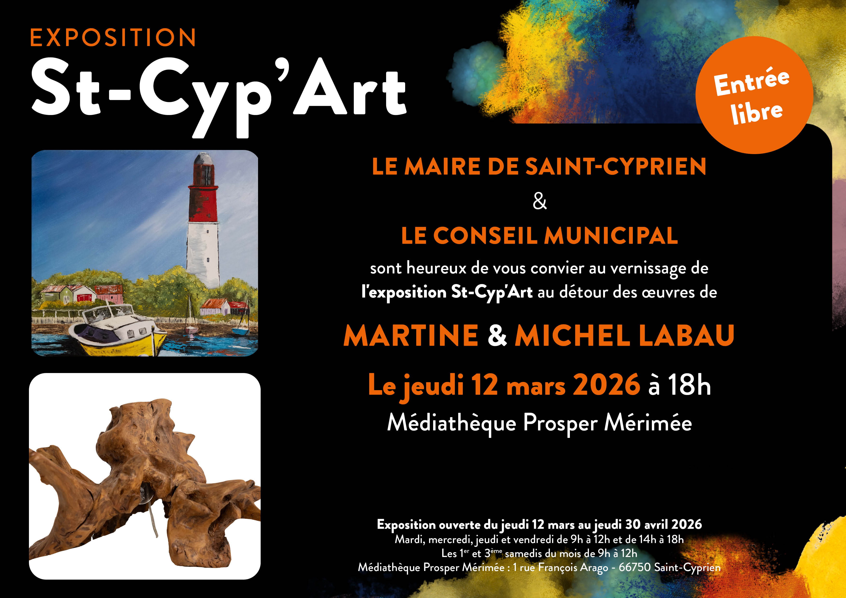 VERNISSAGE DE L&rsquo;EXPOSITION ST-CYP&rsquo;ART MARTINE & MICHEL LABAU