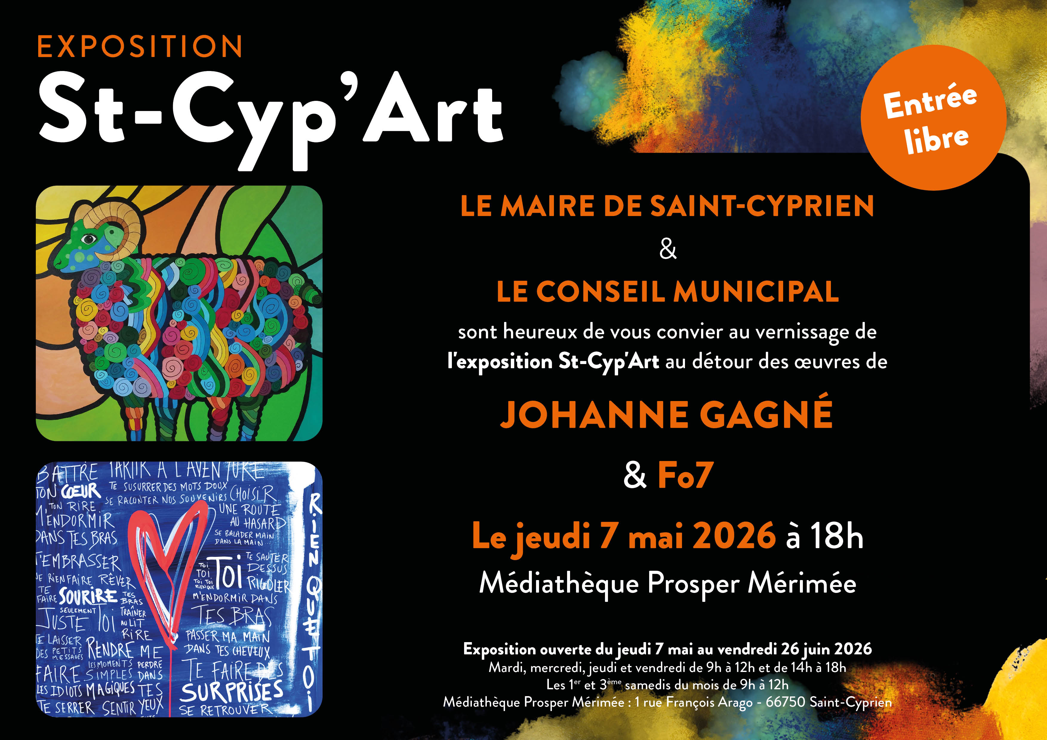 VERNISSAGE DE L&rsquo;EXPOSITION ST-CYP&rsquo;ART JOHANNE GAGNE & FO7